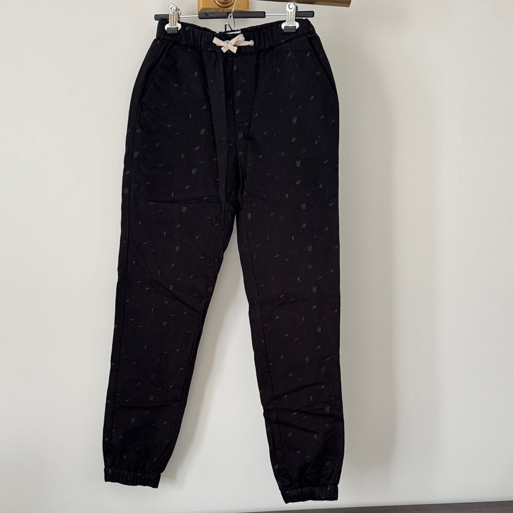 Lifetime | Black Jogger Pants with Drawstring and Embroidered Design | Size 28